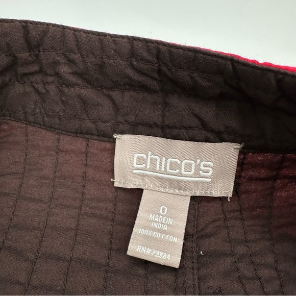 Chicos Jacket Womens 0 US Sz S 4 Red Paisley Quilted Cotton Buttons READ - Picture 7 of 11